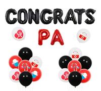 Wonmelody Congrats Physician Assistant Decorations Congrats PA Balloon Banner Medical Theme Balloons Set Red White Black Nursing School Graduation Party Decor for 2026 PA Graduation Party