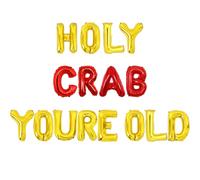 Wonmelody Crab Birthday Party Decorations Holy Crab You're Old Birthday Decor Balloon Banner Red Gold Seafood Party Decorations Funny Sea Animal Lobster Celebration Set for 30th 40th 50th Men Women