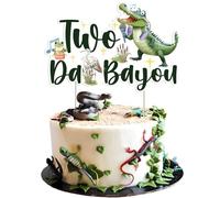Wonmelody Crocodile Birthday Decor Two Da Bayou Cake Topper Frog Cake Topper Alligator Party Favors Safari Animals Birthday-Kit Rainforest Reptile Birthday Supplies for Bayou 2nd Celebration