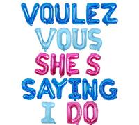 Wonmelody Dancing Queen Themed Voulez Vous She's Saying I Do Bachelorette Party Decor Balloon Banner Champagne Ring Foil Balloons for Disco Bachelorette Decor