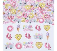 Wonmelody Donut 4th Birthday Party Decor 200pcs Donut 4th Confetti Decor Four Ever Sweet Donut Confetti for Tables Four Ever Sweet Ice Cream Donut Birthday Decor for Donut Ice Cream 4th Birthday Girl