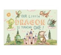 Wonmelody Dragon 1st Birthday Decorations 4.92 * 3.28ft Our Little Dragon is Turning One Backdrop Castle Dragon Theme Decoration for Boy’s 1st Birthday Dragon Decor Baby Shower Parrty Supplies