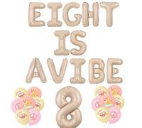 Wonmelody Eight Is A Vibe Birthday Party Decorations Balloon Banner Flower Rainbow Foil Balloons for Vintage Groovy 8th Birthday Decorations Daisy Floral Hippie Retro 8 Years Old Birthday Decorations