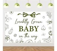 Wonmelody Farmers Market Baby Shower Decorations 5 * 3ft Locally Grown Baby on The Way Backdrop Banner Green Vegetable and Fruit Theme Photography Background Photo Booth for Newborn Gender Reveal