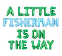 Wonmelody Fishing Baby Shower Decorations for Boy A Little Fisherman is On The Way Baby Shower Decor Balloon Banner Blue Green Fishing Newborn Party Balloon Banner for Gone Fishing Newborn Party