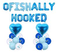 Wonmelody Fishing Bachelorette Party Decorations Ofishally Hooked Balloon Banner Nautical Bachelorette Decor Vintage Summer Gone Fishing Party Supplies for Sea Theme Engagement Beach Wedding