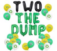 Wonmelody Garbage Truck 2nd Birthday Party Decorations Two The Dump Balloon Banner Trash Truck Balloon Recycled Balloons for Waste Management Birthday Party Recycling Party Supplies