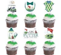 Wonmelody Golf Cupcake Toppers Golf Themed Baby Shower Decorations for Boys 24pcs A Little Putter Is On The Way Cake Toppers Lawn Golf Party Sport Baby Shower Party Supplies for Golf Gender Reveal