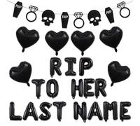 Wonmelody Gothic Bachelorette Party Decoration Rip to Her Last Name Balloon Banner Black Bridal Shower Party Decor Rip Single Life Bride to be Party Decor Fun Bach Bride or Die Wedding Engagement