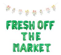Wonmelody Green Farmers Market Party Decorations Fresh Off the Market Bachelorette Decor Balloon Banner Wildflowers Garlands Fruit and Vegetable Bridal Shower Engagement Wedding Supplies for Women