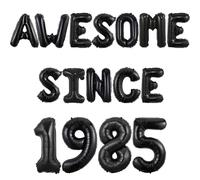 Wonmelody Happy 40th Birthday Banner Black Awesome Since 1985 Banner 40th Birthday Balloon Happy 40 Bday Garland Cheers to 40 Years Balloons for Men Women Funny Forty Bday Anniversary
