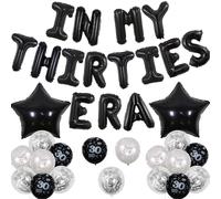 Wonmelody In My Thirties Era Birthday Decorations Funny 30th Birthday Party Decorations Black In My Thirties Era Foil Balloons Banner Garland Five-Pointed Star Balloon for Her Him Black Birthday Party