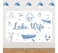 Wonmelody Lake Bachelorette Party Decor 5 * 3ft Lake Wife Bachelorette Backdrop Banner White Love on The Lakes Girl Trip Camping Decor for Nautical Bridal Shower Wedding Coastal Engagement