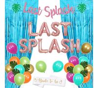Wonmelody Last Splash Bachelorette Party Decorations Last Splash Balloon Banner Bride to Be Sash Coconut Tree Balloon Blue Curtain Palm Leaves for Summer Pool Mermaid Bachelorette Bridal Shower