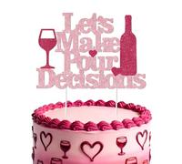 Wonmelody Lets Make Pour Decisions Cake Topper Glitter Rose Gold Wine Theme Bachelorette Party Decorations Adult Celebration Bridal Shower Cake Decor