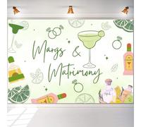 Wonmelody Margs and Matrimony Bachelorette Decorations Backdrop Margarita Backdrop Banner Cinco De Mayo Mexican Fiesta Banner Bridal Shower Party Supplies for Cactus Engagement Wedding Carnival