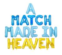 Wonmelody Match Made in Heaven Party Decorations with A Match Made in Heaven Balloon Banner Diamond Balloon Heaven Perfect Match Bachelorette Wedding Party Decor for Engagement Party Bridal Shower
