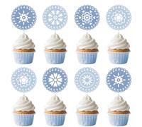 Wonmelody Mexican Fiesta Baby Shower Decor Blue 24Pcs Cielito Lindo Cupcake Toppers Papel Picado Table Decor Talavera Papel Picado Cinco De Mayo Cake Decor for Welcome Baby Boy Newborn Party