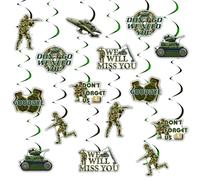 Wonmelody Military Going Away Party Decor 24Pcs Army We Will Miss You Army Decorations Camouflage Hanging Swirls Military Navies Air Force Retirement Welcome Home Decor for 4th of July Veterans Day