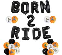 Wonmelody Motorcycle 2nd Birthday Decorations Motorcycle Born Two Ride Balloon Banner Helmet Balloon Bike Birthday Party Born 2 Ride 2nd Bday Motocross Racing Party Supply