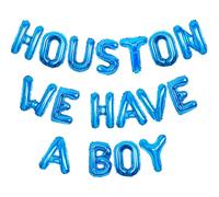 Wonmelody Outer Space Shower Decorations Houston We Have a Shower Decor Blue Houston We Have a Balloon Banner Galaxy Planet Party Supplies for Rocket Astronaut