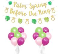 Wonmelody Palm Springs Before the Rings Banner Beach Bachelorette Party Decor Palm Leaf Garland Forest Decor Summer Hawaiian Tropical Supplies for Beach Bachelorette Bridal Shower Weeding Party