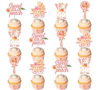 Wonmelody Peach Baby Shower Decor for Girl Sweet as a Peach Cupcake Toppers a Sweet Little Peach is on the Way Baby Shower Decor Peach Cupcake Decorations Summer Fruit Theme Sweet Peach Baby Shower
