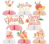 Wonmelody Peach Baby Shower Decorations Sweet As A Peach A Sweet Little Peach Is On The Way Honeycomb Centerpieces Peach Table Decorations Fruit Theme Welcome Baby Gender Reveal Party Supplies