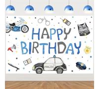 Wonmelody Police Birthday Party Decorations Backdrop Police Theme Happy Birthday Backdrop Future Police Backdrop Banner Policeman Party Supplies Police Officer Backdrop for 3rd 4th 5th Birthday