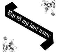 Wonmelody Rip to My Last Name Sash Gothic Bachelorette Party Decorations Rip to Her Last Name Hen Party Decor Gothic Bridal Shower Sash for Rip Single Life Engagement Funny Halloween Wedding