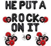 Wonmelody Rock Bachelorette Party Decorations Rock And Roll Bachelorette Party Decorations He Put A Rock-On It Balloon Banner Ring Balloons for Black Bridal Show