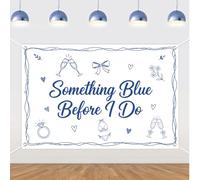 Wonmelody Something Blue Before I Do Backdrop 5ft x 3.3ft Blue Line Art Theme Bridal Shower Decorations for Bride to Be Party Vinyl Wedding Shower Photo Background with Grommets and Hanging Ribbon