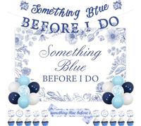 Wonmelody Something Blue Before I Do Bridal Shower Decor Something Blue Before I Do Backdrop Banner Blue Floral Bachelorette Theme Sash Love is Sweet Future Mrs Cupcake Toppers for Wedding Engagement