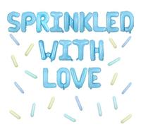 Wonmelody Sprinkle with Love Baby Shower Decorations Blue Sprinkle with Love Balloon Banner Decor Donut Theme Pastel Balloons Decorations for Boy Donut Pastel Confetti Baby Shower Party Supplies