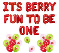 Wonmelody Strawberry 1st Birthday Decorations with It's Berry Fun To Be One Balloon Banner Berry First Birthday Sweet One Party Decor for Strawberry Party Decor Girls