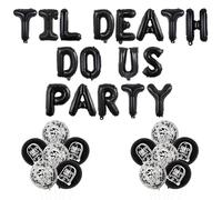 Wonmelody Till Death Do Us Party Bachelorette Decor Balloon Banner Gothic Bachelorette Party Decor Skull Rose Tombstone Balloons Rip Single Life Bride or Die Supplies for Bridal Shower Engagement