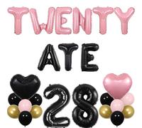 Wonmelody Twenty Ate Birthday Decorations Twenty Ate Balloon Banner Pink Black 28th Birthday Decorations Cheers to 28 Years Decorations Funny Whimsical 28th Birthday Decor for Women