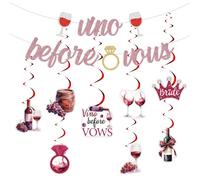 Wonmelody Vino Before Vows Bachelorette Decor Wine Theme Hanging Swirl Set and Letter Banner Rose Gold and Burgundy Wine Glass Decor for Bridal Shower Bride Tribe Party or Girls Night Celebration