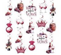 Wonmelody Vino Before Vows Bachelorette Decorations Wine Theme Hanging Swirls Red and Burgundy Bridal Shower Ceiling Decor Bride Tribe Party Hanging Cards for Engagement or Girls Night Celebration