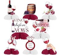 Wonmelody Wine Bachelorette Party Decor 8Pcs Vino Before Vows Honeycomb Centerpieces Vino Before Vows Bachelorette Decor Wine Tasting Burgundy Table Centerpieces Decorations for Wine Bridal Shower