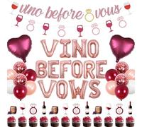 Wonmelody Wine Bachelorette Party Decorations Vino Before Vows Decorations Balloon Banner Cake Toppers Wine Glass Ring Garlands Winery Bridal Shower Decor for Burgundy Funny Bridal Shower Wedding