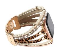 WONMILLE Posh Leather Bands Compatible With Apple Watch 41mm 40mm 38mm Women, Boho Bracelets Jewelry Multilayer Wrap Strap for iwatch Series SE 8 7 6 5 4 3 2 1 (Brown Leopard, 38mm/40mm/41mm)