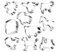 Wonmon 10 PCS Farm Cookie Cutters Set, Metal Farm Animals Theme Cow Pig Rooster Lamb Horse Barn Tractor Dog Shape Cookie Cutters Molds for Kids Party Supplies