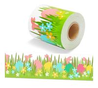 Wonmon 36 Feet Easter Bulletin Board Border Roll, Easter Egg Bunny Grass Flowers Bulletin Border Trims for Springtime Holiday Home Office Window Classroom Bulletins Board Party Decoration