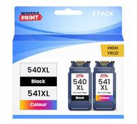 WonnaPrint 540XL 541XL Ink Cartridges replacement for Canon 540 PG-540XL Black and 541 CL-541XL Colour for PIXMA MG3250 MG3550 MG3600 MG3650 MG3650S MG4250 MX475 TS5150 TS5151