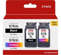 WonnaPrint PG-575 CL-576 XL Replacement for Canon 575 Black and 576 Colour Ink Cartridges for Canon PIXMA TS3750i TR4755i TS3550i TR4750i TS3551i TS3751i TS3752i TR4751i TR4755i TR4756i