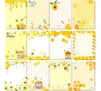 Wonninek 12 Pads Cute Bee Sticky Notes, Self-Adhesive Funny Sticky Notes Novelty Office Supplies, 7.62 x 10cm Bumble Bee Posted Notes Gifts for Men Women Friends Co-Workers Boss