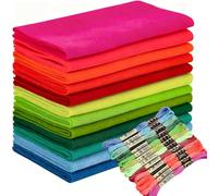 Wonninek 12Rolls Pastel Soft Felt Sheets 20.5 x 90cm 1.4mm Neon Series Assorted Colors Felt Pack with Embroidery Thread DIY Craft Sewing Nonwoven Patchwork