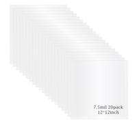 Wonninek 20 Pack 7.5mil Mylar Sheets, 12 X 12 Inch Stencil Paper for Cricut, Laser Cutting, Template Plastic for Quilting, Blank Plastic Sheets for Crafts, Food Grade Mylar Stencil Sheets
