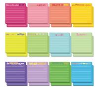 Wonninek 24Pcs Sticky Note with Lines Square 50 Sheets/Pad, Self-Stick Notepads Inspirational Team Gifts Memo Pads Office School Supplies - 7.6x7.6cm